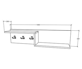 Cuieras haaus Grid, Stejar Bronz/Alb, 100 x 20 x 24 cm