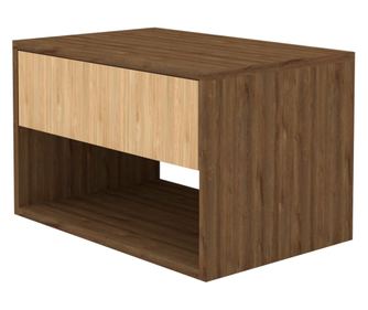 Noptiera haaus Pedro, 1 Sertar, Stejar Bronz/Lemn Natural, 53 x 35 x 33 cm
