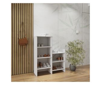 Pantofar haaus Bosco, 7 Rafturi, Alb, 90 x 35 x 110 cm