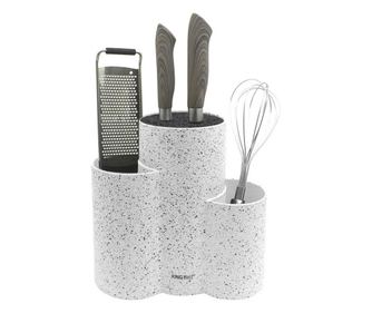 Suport cutite si accesorii Kinghoff KH 1585, Finisaj marmura, 23 x 10 x 22.2 cm, Alb