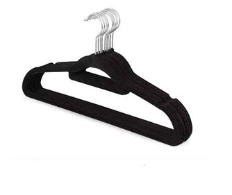 Set 5 umerase pentru haine IdeallStore®, Catifea, Antiderapant, Negru