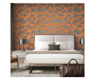 Tapeta DUTCH WALLCOVERINGS, plava i narančasta, uzorak bor