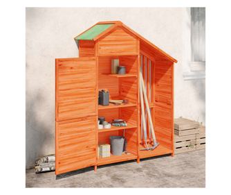 Καφέ Αποθήκη Εργαλείων Κήπου 120x53.5x170cm από Μασίφ Ξύλο Πεύκου