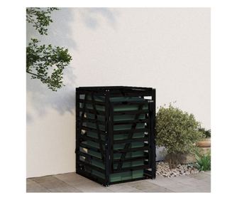 Контейнер за съхранение на кош черен 84x90x128,5 см бор масив