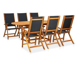 Vanjski set namještaja, 7 dijelova, masivno drvo akacije