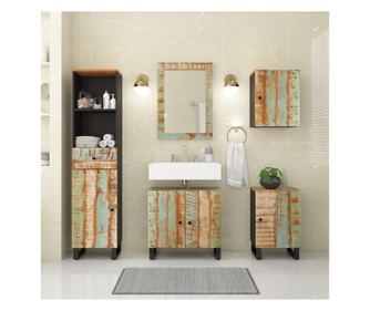 Σετ Επίπλων Μπάνιου, 5 Τεμαχίων, Μασίφ Ανακυκλωμένο Ξύλο