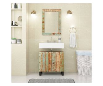 Σετ Επίπλων Μπάνιου, 2 Τεμάχια, Μασίφ Ανακυκλωμένο Ξύλο