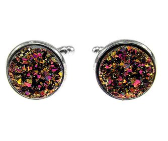 Butoni camasa cu rasina druzy aramiu 12 mm