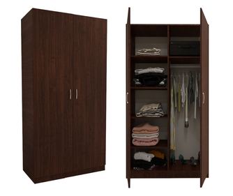 Dulap in 2 Usi Mixt cu Bara si 5 Rafturi Depozitare 200x100x50 cm,Culoare Wenge, Material din PAL de 18mm