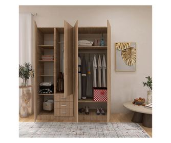 Dulap Mega cu 4 usi, 200x160x50, Culoare Sonoma din Pal de 18 mm