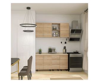 Bucatarie Star 160cm V1 cu etajera, Culoare Sonoma din Pal de 18mm