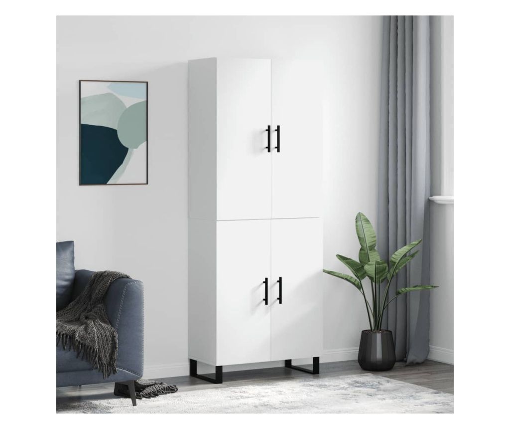 Magas, fehr szekrny, 69,5x34x180 cm, kompozit fa