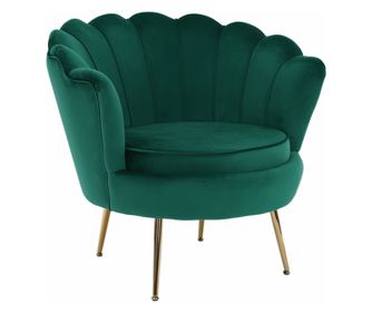 Smaragdzöld bársony fotel arany króm lábakkal Noblin 77x76x77 cm