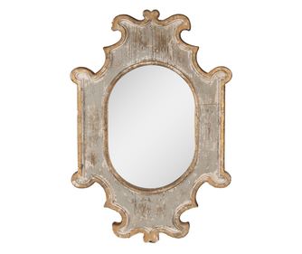 Nástenné zrkadlo, Drevo, Béžová/Sivá, 51x3x75 cm