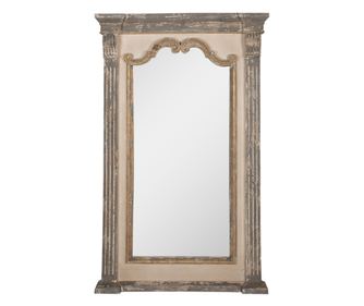 Oglinda perete lemn bej gri auriu 90x7x153 cm