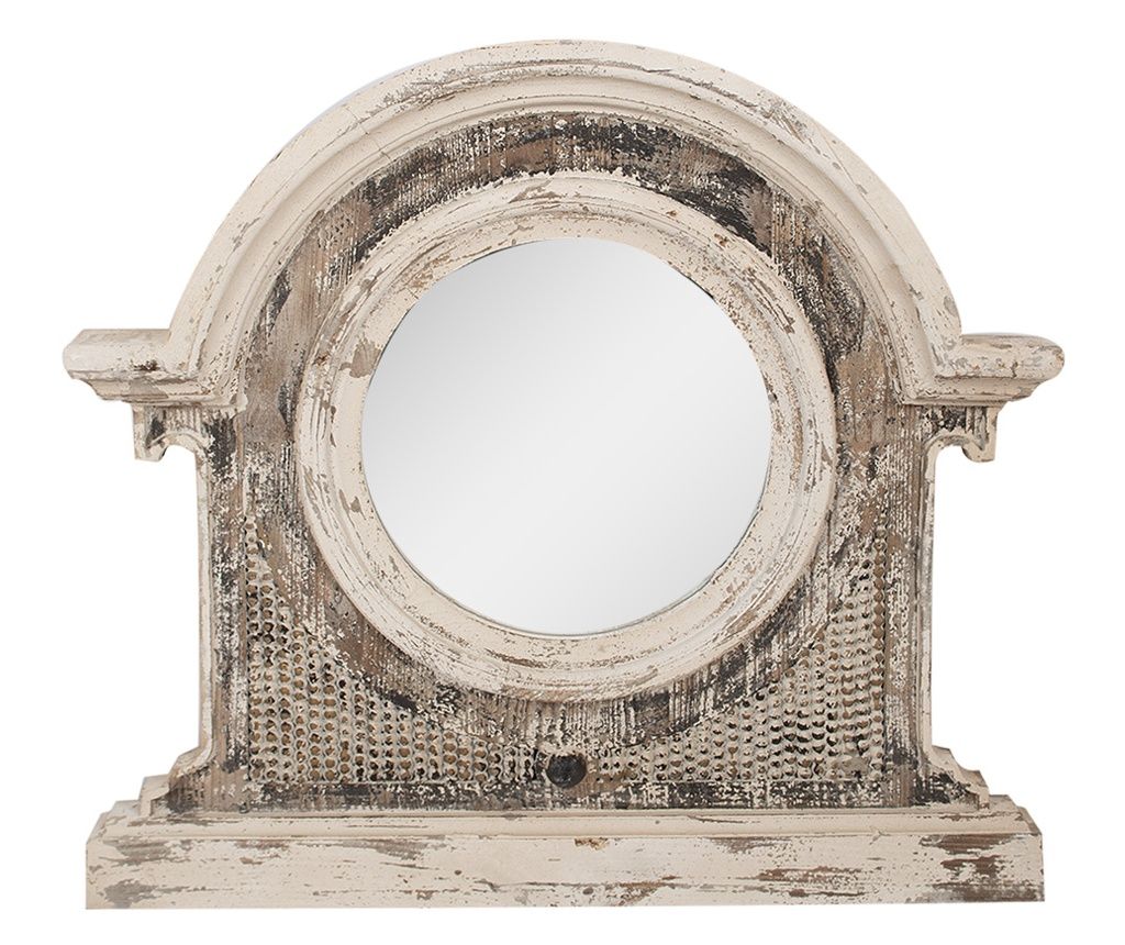 Starinsko Rjavo Bež Ogledalo iz Lesa 89x8x82 cm