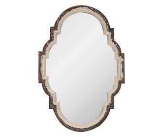 Antik barna bézs fa fali tükör 63x4x91 cm