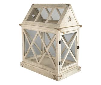 Mini Skleník Bílý Antický Dřevo 54x35x66 cm
