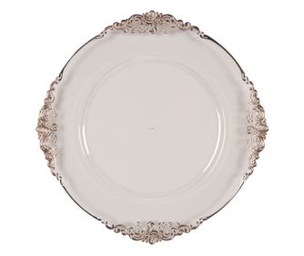 Комплект от 8 прозрачни златни меламинови чинии, 35x2 см