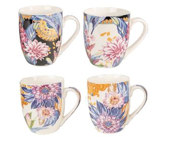 Sada 4 různobarevných porcelánových hrnků 12x8x10 cm, 300 ml