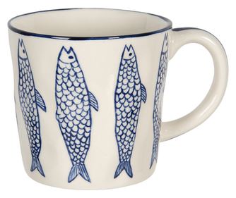 Set 6 cani ceramica bej albastra Pesti 15x11x10 cm, 300 ml