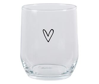 Σετ 6 ποτηριών Heart διάφανα γυάλινα 8x9 cm, 300 ml