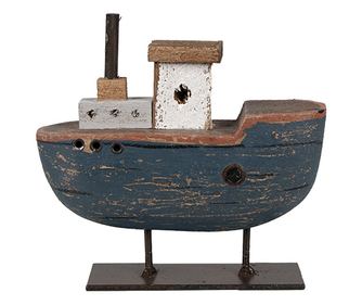 Διακόσμηση Βάρκα ξύλο μεταλλικό 10x3x10 cm