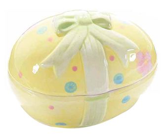 Ou Paste decorativ galben cu capac 8 cm x 11 cm x 8 h