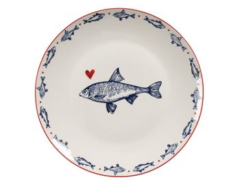 Set od 8 porculanskih tanjura s motivom ribe, 20x2 cm