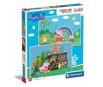 Clementoni Peppa Pig Supercolor 2 x 60 Puzzle (cu imagine) fierăstrău 60 buc. Desene animate