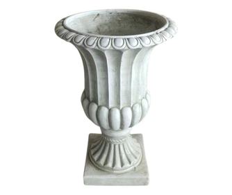 Ghiveci tip pocal, alb antichizat, 39x39x62 cm