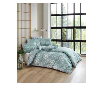Lenjerie de pat dublu, Story Home, bumbac ranforce 144TC, pentru 2 persoane, 4 piese, Enid Mint