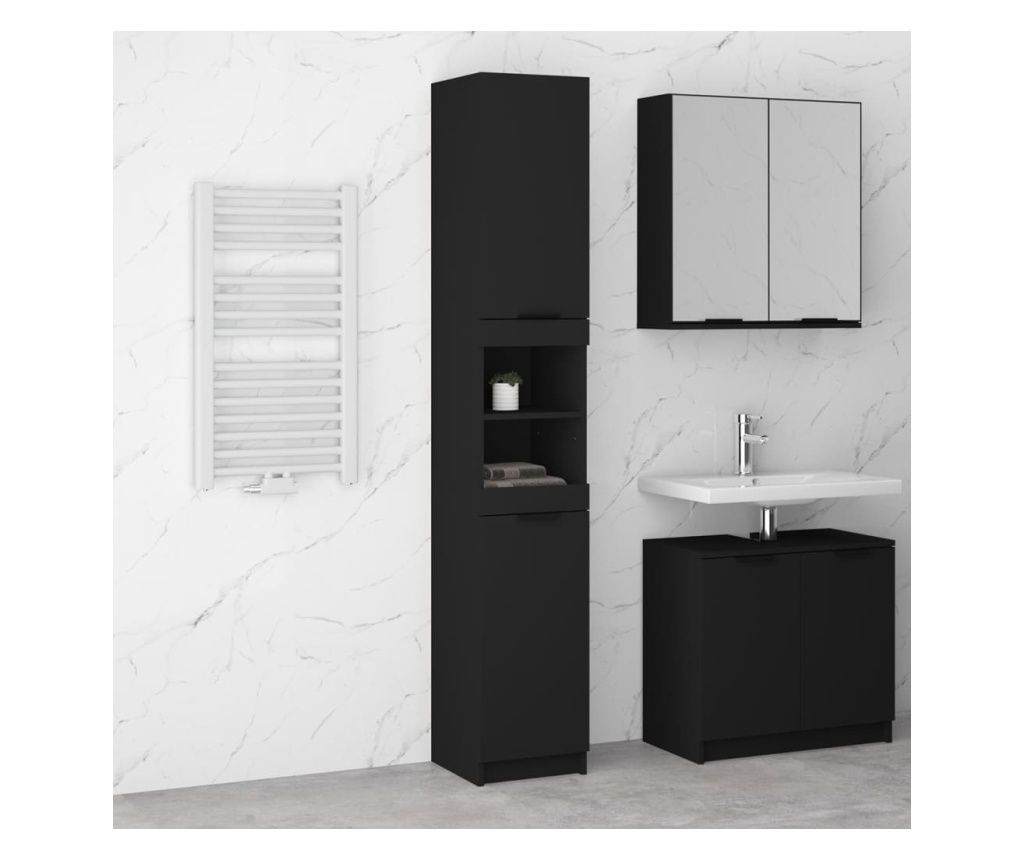 Fekete frdszobaszekrny, 32x34x188,5 cm, feldolgozott fa