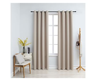 Draperii opace cu inele metalice, 2 buc., bej, 140 x 175 cm