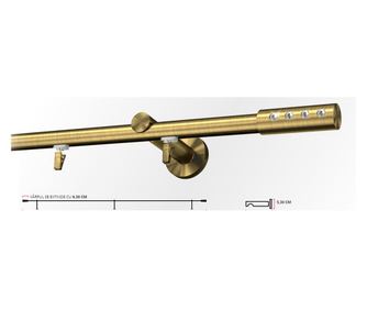 EGYENES FALRA RÖGZÍTHETŐ EGYSZERŰ GALÉRIA CSŐPROFIL 19 MM -ALLURE- ANTIK ARANY