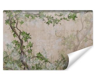 Muralo Fotótapéta fa, gallyak, levelek, dekoráció betonfalra nappaliba, hálószobába 368x254cm
