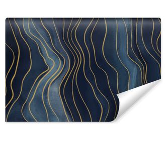 Fototapet Muralo abstract, auriu, valuri geometrice, linii, decor in stil modern pentru living dormitor  270x180cm