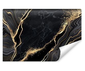 Fototapeta Abstraktní černé mramorové zlaté prvky 3D efekt dekorace obývacího pokoje  300x210