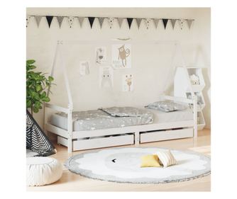 Παιδικό Κρεβάτι με Συρτάρια, Λευκό, 90x200 εκ. από Μασίφ Ξύλο Πεύκου