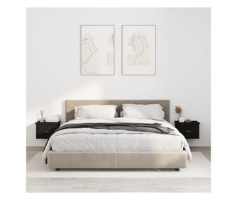 Falra szerelhető éjjeliszekrények, 2 db, fekete, 41,5x36x28 cm