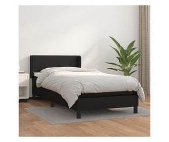 Континентално легло с матрак, черно, 80x200 см, еко кожа