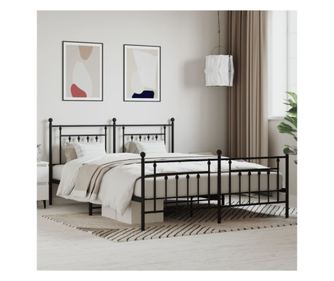 Rám postele z kovu s čelem/nohama, černý, 160x200 cm