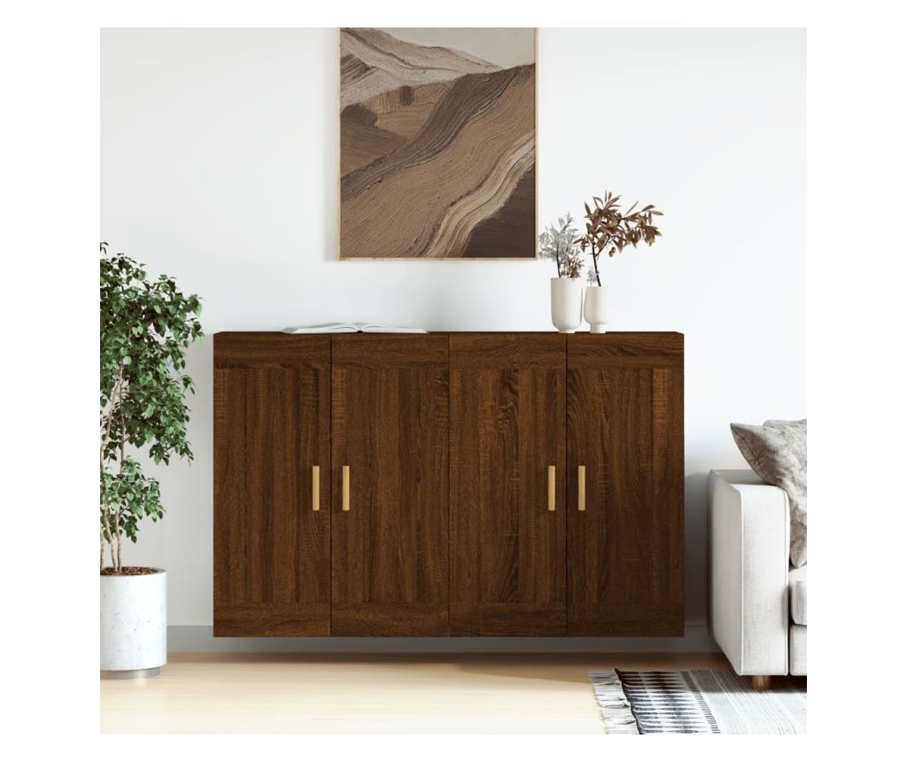 Falira szerelhet szekrnyek, 2 db, barna tlgy, feldolgozott fa