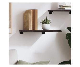 Temno siva stenska polica 40x40x2 cm iz masivnega obdelanega hrastovega lesa