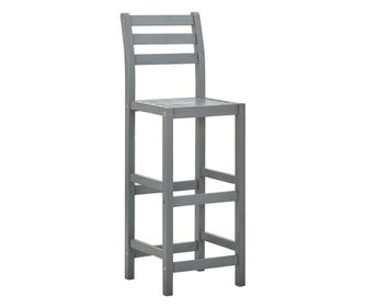 Scaune De Bar, 4 Buc., Gri, Lemn Masiv De Acacia