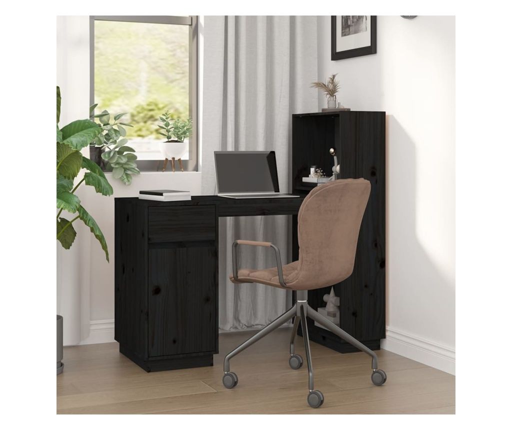 Iroda, fekete, 110x53x117 cm, tmr fenyfa