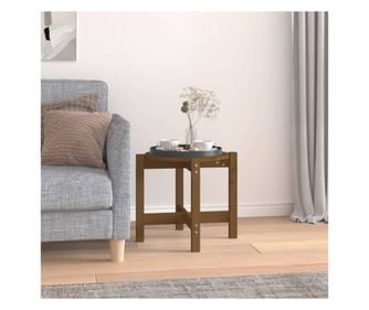 Τραπεζάκι σαλονιού, μελί καφέ, Ø 52,5x45 εκ., μασίφ ξύλο πεύκου