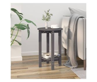 Kavni mizici, siva, Ø 40x60 cm, masivno borovo leso