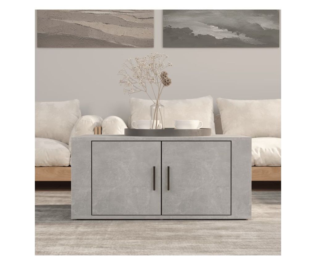 Măsuță de cafea, gri beton, 80x50x36 cm, lemn compozit