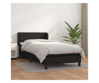 Континентално легло с матрак, черно, 80x200 см, еко кожа